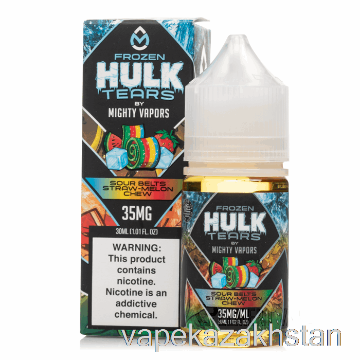 Vape Kazakhstan Frozen Sour Belts Straw Melon Chew - Hulk Tears Salts - 30mL 35mg